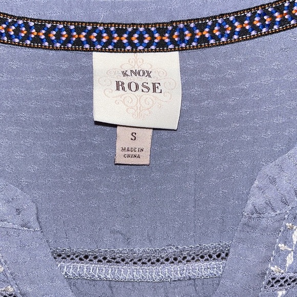 Knox Rose boho style size Small long sleeve lavender blouse w/embroidery - Picture 3 of 9